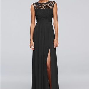 David's Bridal Long Black Lace Bridesmaid's Dress